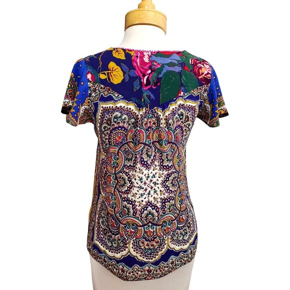 Anthropologie Moulinette Soeurs Teresita Scarf Printed Blouse Shirt Tunic Sz 4 - Picture 6 of 8